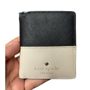 Kate Spade New York Wallet – Black & Tan Colorblock with Gold Hardware